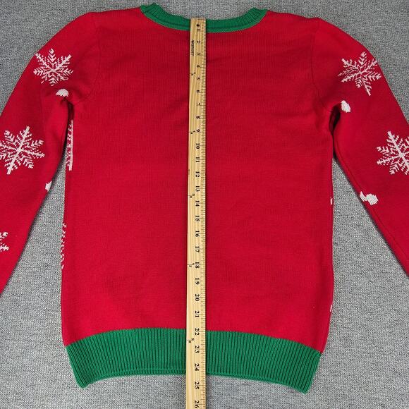 TO BE JOLLY WOMENS REVERSIBLE SEQUIN NAUGHTY NICE HOLIDAY SWEATER SIZE MEDIUM - Picture 13 of 14